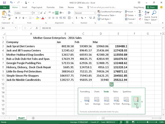Excel data analysis tool